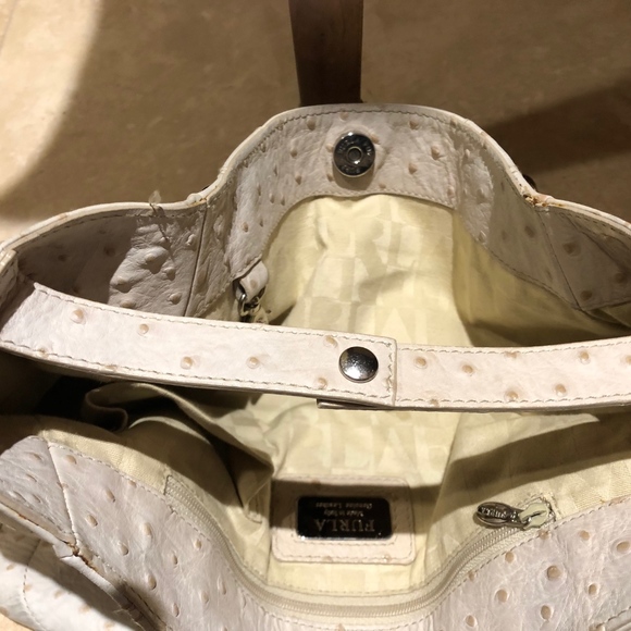 Furla Cream Ostrich satchel/crossbody bag - Picture 5 of 8